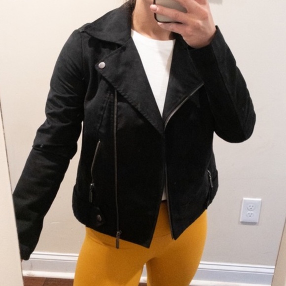 Womens Free Press Faux Suede Moto Jacket in black sz xs NWOT - Picture 5 of 5